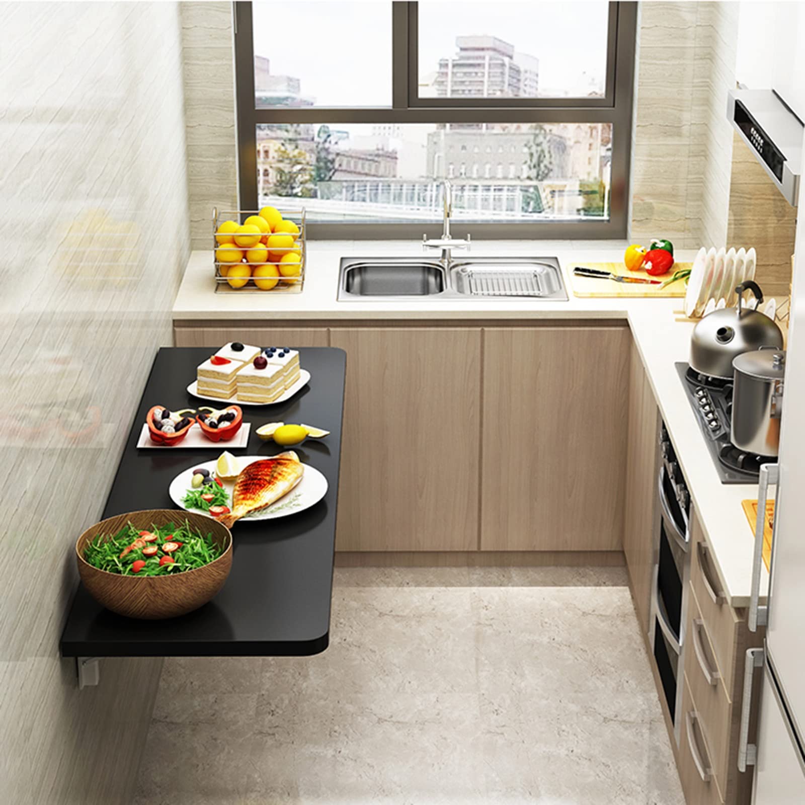 フローティング壁掛けドロップリーフコンピュータデスクスタディテーブル狭いスペース用省スペースランドリー折りたたみテーブルダイニングルームキッチンディナーバー用