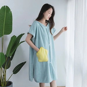 着るバスタオル ワンピース レディース 吸水 湯上りタオル バスタオル ローブ 部屋着 便利 お風呂上がり