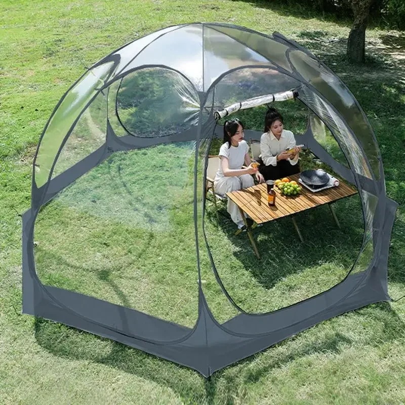 ポータブル球形屋外キャンプテント,厚い透明PVCテント,星空,クイックオープニング,折りたたみ式,防雨シェルター - 18
