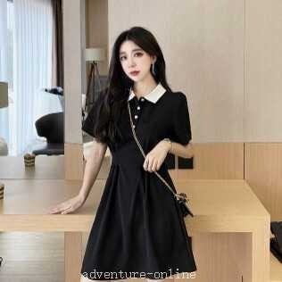 【2025新作入荷】ワンピース ショート ショート丈 袖あり 半袖 襟付き 細身 Aライン かわいい 個性的 大人可愛い シンプル カジュアル おしゃれ お洒落 レ