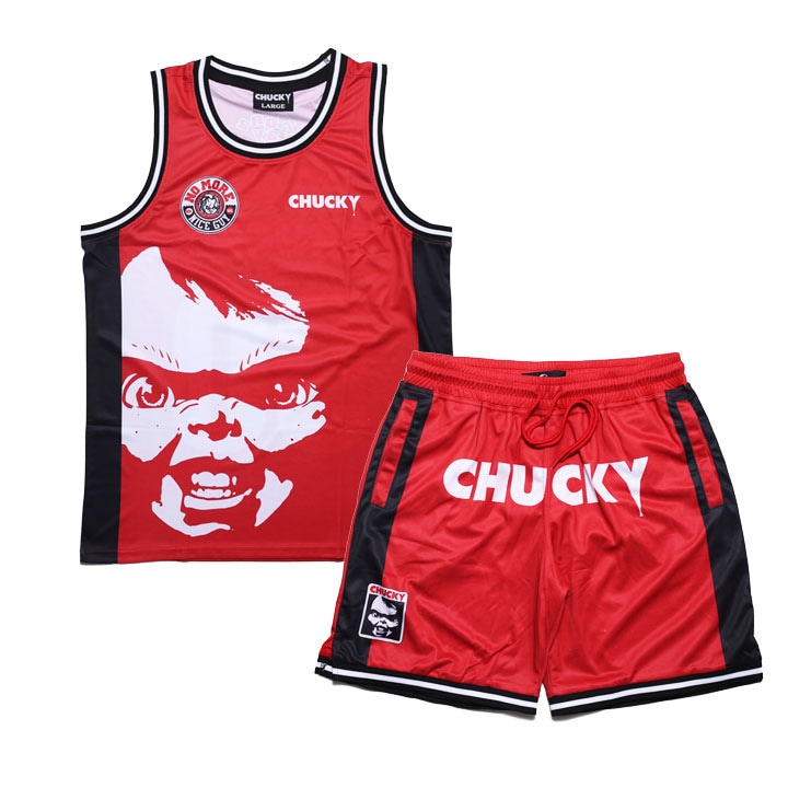 REASON × Chucky 上下セット ブランド ノースリーブ タンクトップ ハーフパンツ メンズ 春夏用 赤 大きいサイズ チャッキー Childs Play