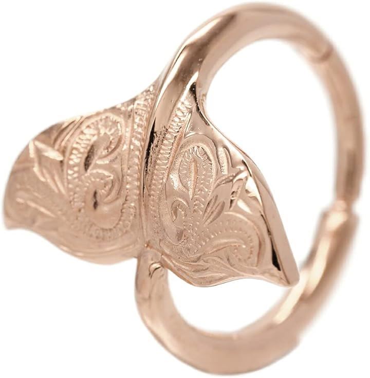 フープピアス レディース メンズ ハワイアンジュエリー ホエールテール サージカルステンレス製 低金属アレルギー 1個売り 軟骨用 へリックス ボディピアス 18G / ピンクゴールド