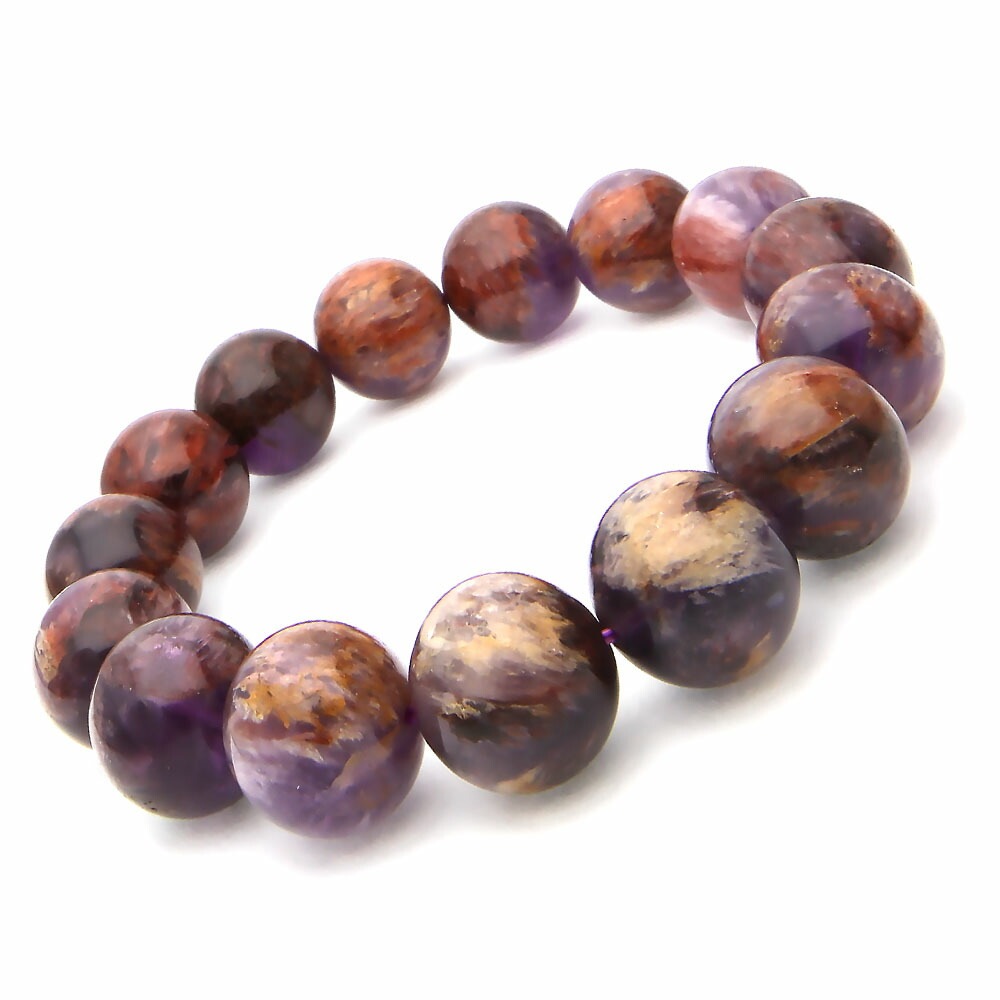 「1点もの 現品」 アメジストガーデンクォーツ ブレスレット 14mm パワーストーン ブレスレット レディース メンズ 天然石 数珠 アクセサリー メンズブレスレット レディース hh000180