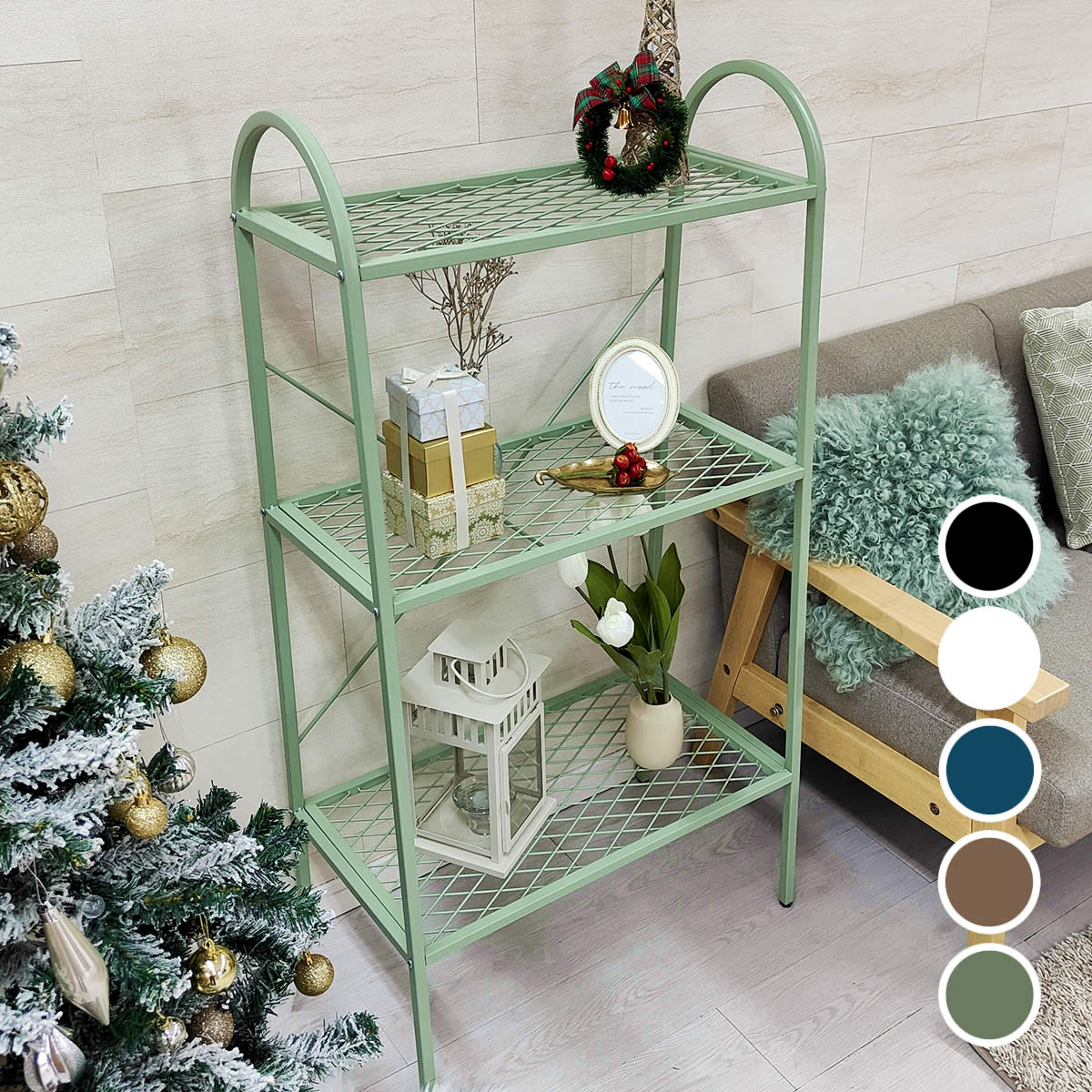 オープン ３段ラック ラック シェルフ 棚 オープンシェルフ３段 スチール アイアン 幅60 フラワー スタンド 花台 プランター 室内 屋外 店舗 オフィス スリム「TWILL」（ツイル）