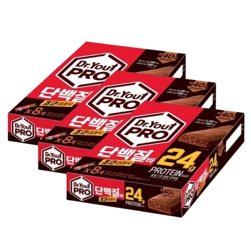 Dr.You PRO プロテインバー チョコクラシック 70g×8個 3箱 高たんぱく チョコバー 韓国お菓子 間食 個包装