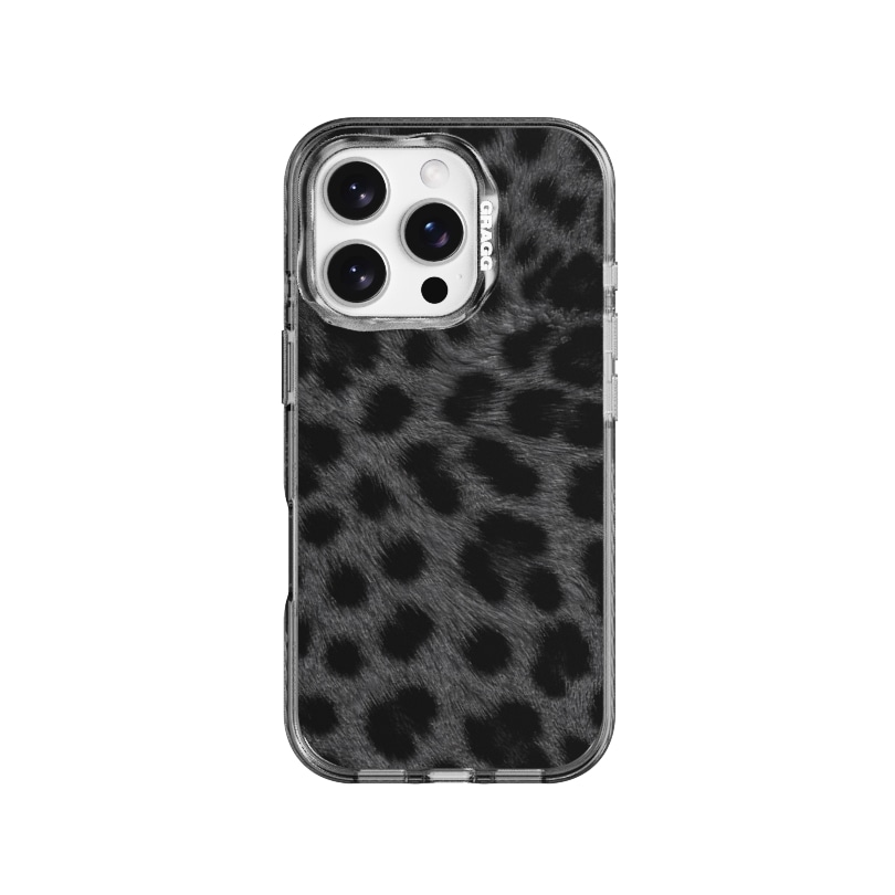 【GRAGG】 MAGSAFE LAYERS FRAME CASE CLEAR BLACK - ASH TEXTURE LEOPARD iPhone 16シリーズ対応 正規品