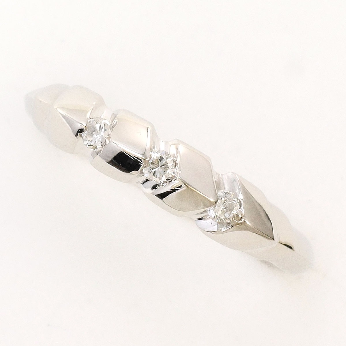 PT900 プラチナ リング・指輪 9号 ダイヤモンド 0.08ct 総重量約2.8g 中古
