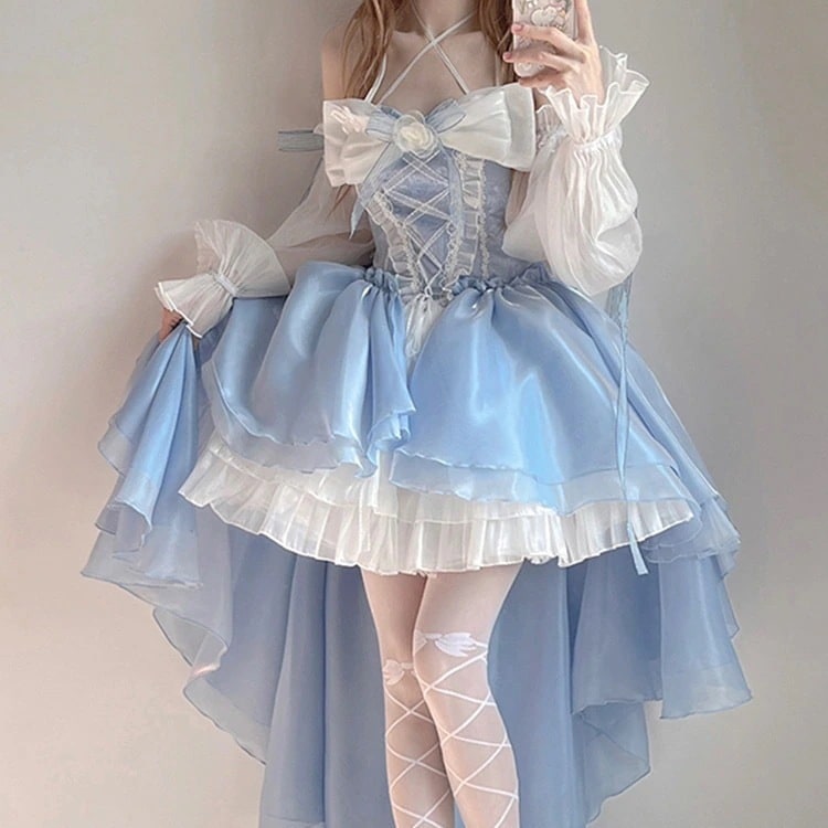 サンタ春夏秋冬日系学院風ロリータハス2025lolitaのドレスの花の結婚式の頑丈な大きな弓は王女のドレスを引きずるメガ割カラコンサンダル f Yt ハニーズ