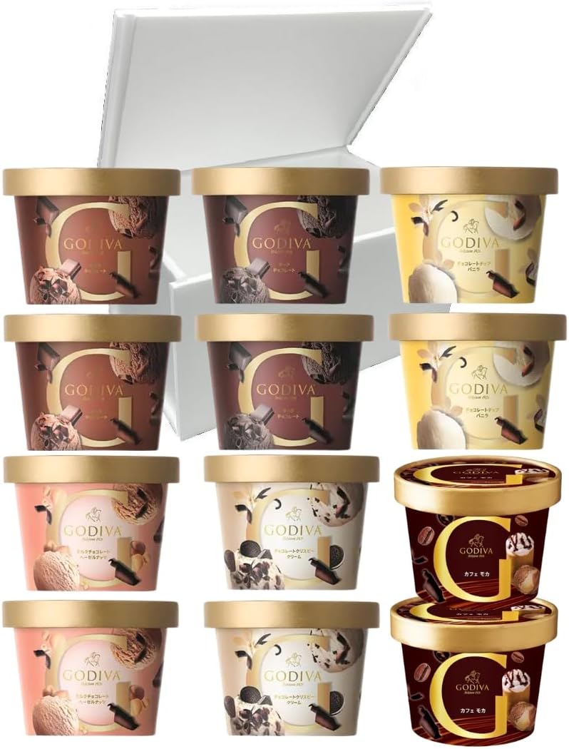 GODIVA ゴディバ カップ アイス 6種12個セット ミルクチョコレート チョコレートチップバニラ ミルクチョコレートヘーゼルナッツ ダークチョコレート チョコレートクリスピークリーム カフェモカ