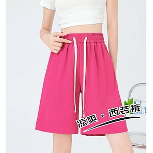 【超お得1つ買うと10個もらえる】メガ割ハーフパンツ スポーツ アイスシルク ショートパンツ レディース 夏 薄手 新作 ハイウエスト カジュアル 薄手 ストレート 夏 ワイドパンツ スポーツ 5分丈