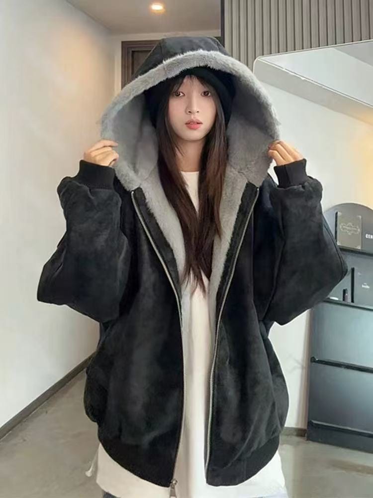 ムートンファッション 高級感 裹起毛 厚手 暖かい ショット丈 トップス アウター コート 人工ラムズウール 流行り 防寒 4,673円