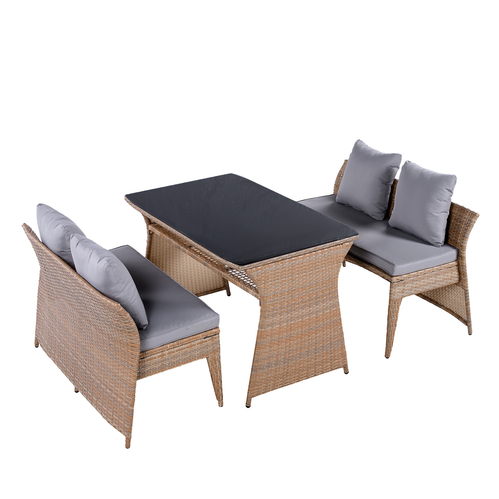 4人掛け ガーデン テーブル 3点セット ラタン調 ガーデンファニチャー ベランダテーブル ガーデンテーブル ガーデンチェアー テーブル コンパクト 屋外家具 ガーデンファニチャー おしゃれ ガーデ 28,447円