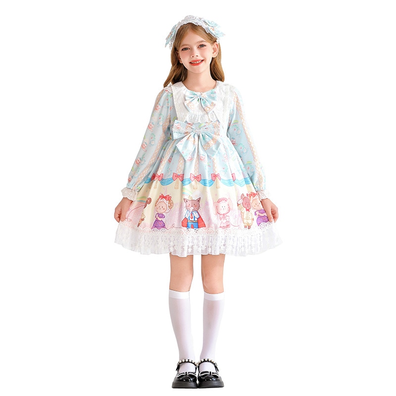 2025 子供用ロリータ長袖ドレス 女の子 ロリータ レース スペイン ロリータ 田園風 プリンセス ドレス