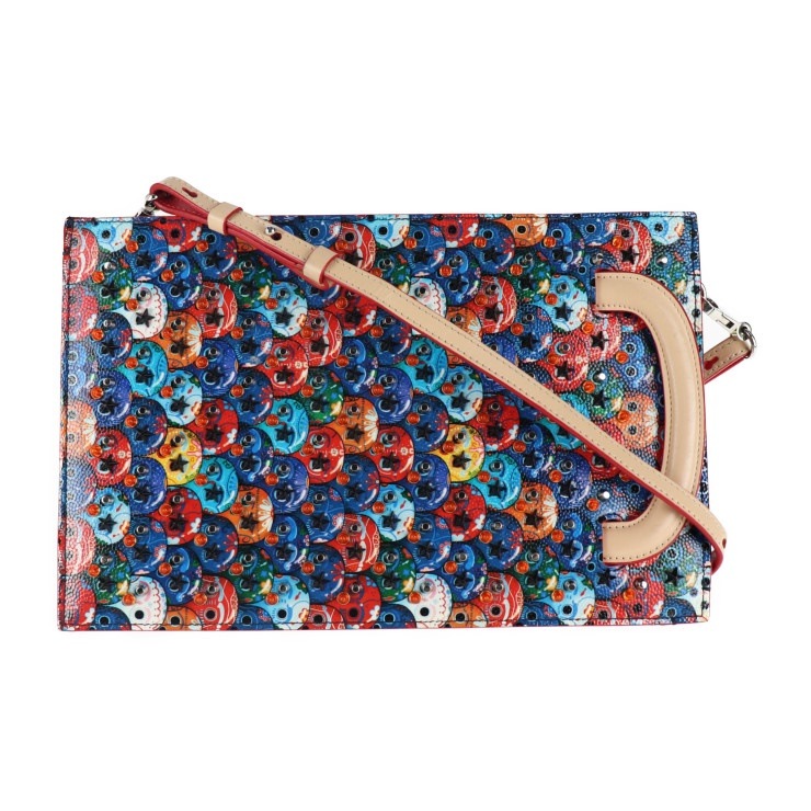 美品 Christian Louboutin クリスチャンルブタン ハンドバッグ 3175108 トリックトラック スモール ポートフォリオ レザー マルチカラー スカル 3W【本物保証】