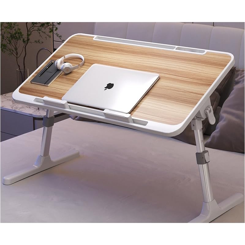折りたたみテーブル 折りたたみデスク 折りたたみベッドテーブル 折りたたみベッドデスク 多機能折りたたみパソコンデスク デスクトップ 高さ調整可能 書籍スタンド付き 30kg荷重 17654