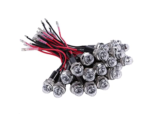 24V LED パイロット ランプ ダイヤカット 20個セット ホワイト 16 16φ インジケーター ライト シグナル インジケータ カスタム パーツ 汎用品