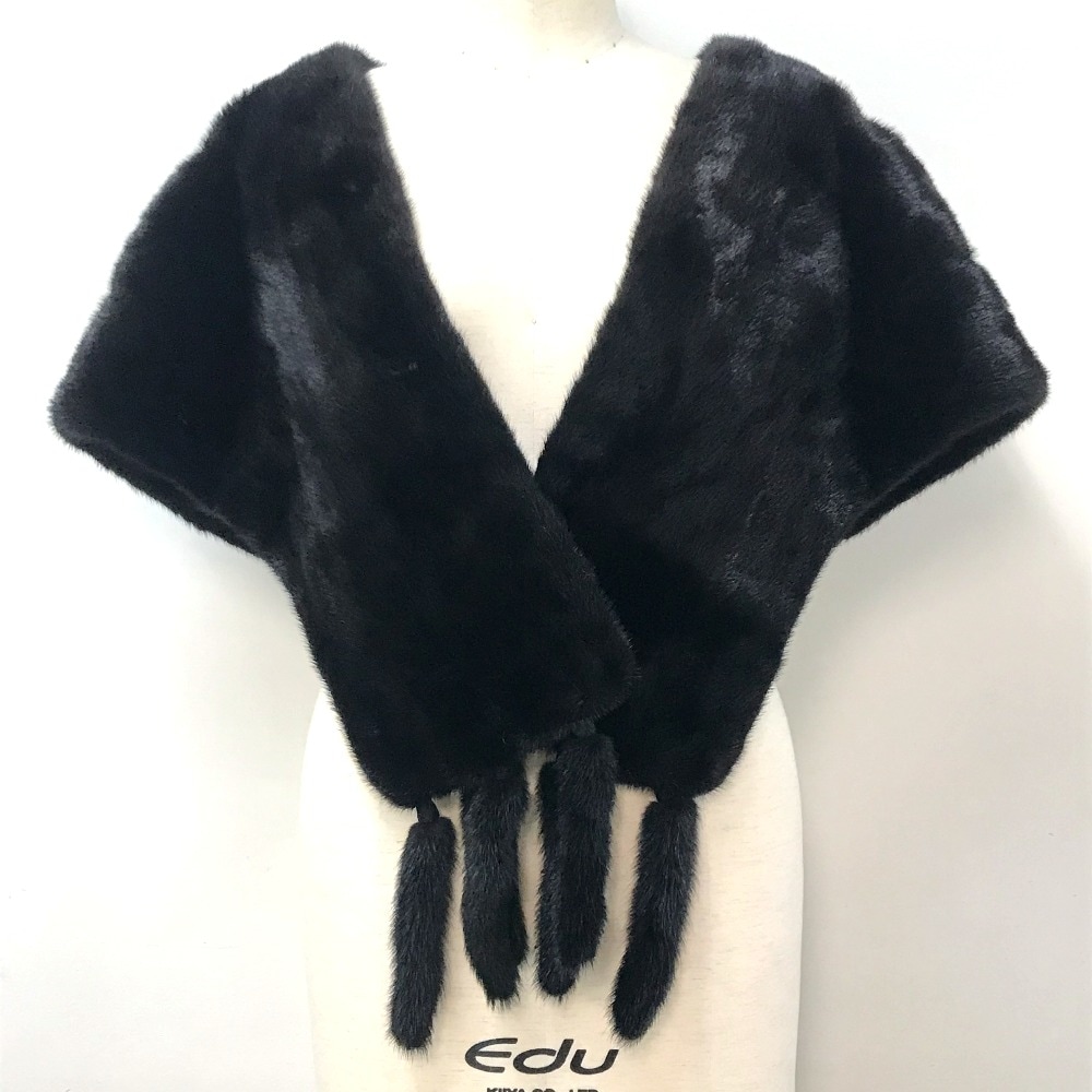 no brand ノーブランド マフラー ミンク ケープ ブラックミンク ダークブラウン