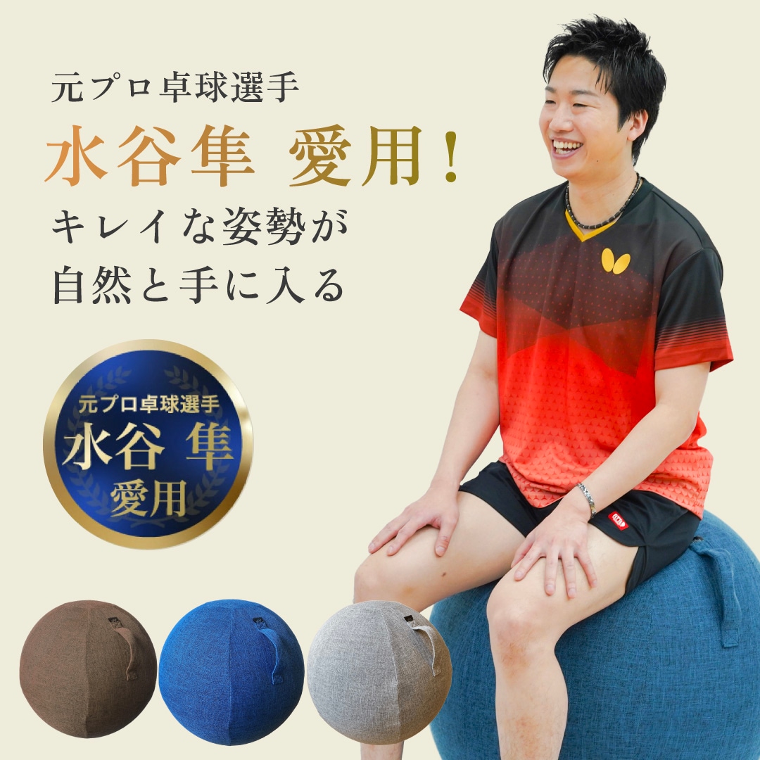 シーティングボール 元プロ卓球選手の水谷隼愛用 バランスボール 椅子 椅子代わり カバー付き 直径 65cm 空気入れ付き 体幹 ヨガ ヨガボール フィットネス