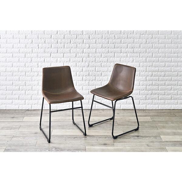 チェア（ダークブラウン）　LC-4235DBR-2本革をリアルに再現した合成皮革を使用ヴィンテージ調のダイニングチェアーです