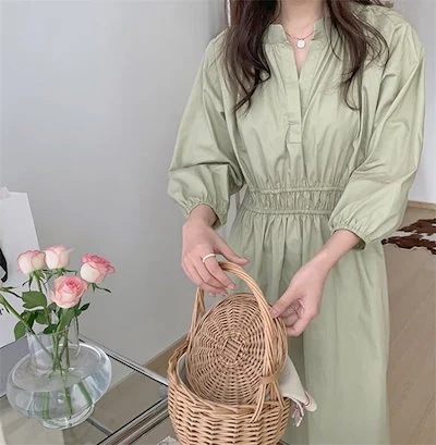 【20点セット】【急速出荷】シンプル 怠惰な風 Vネック ロングスカート エレガンス ワンピース 気質 受け取って腰