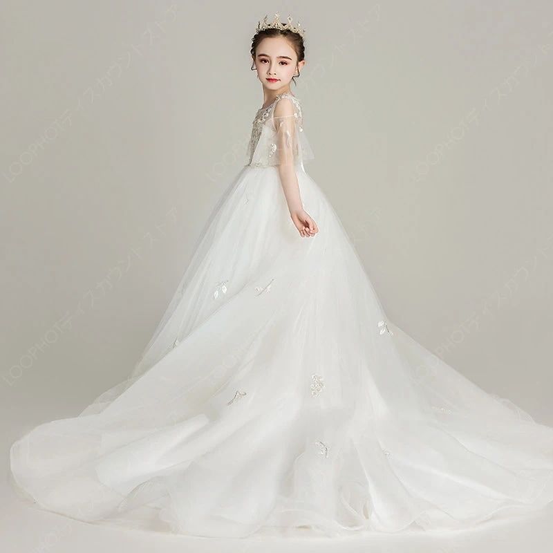 子供用ドレス2024新作プリンセススカート誕生日ポンポンスカート女の子洋風タキシードフラワースカート-48