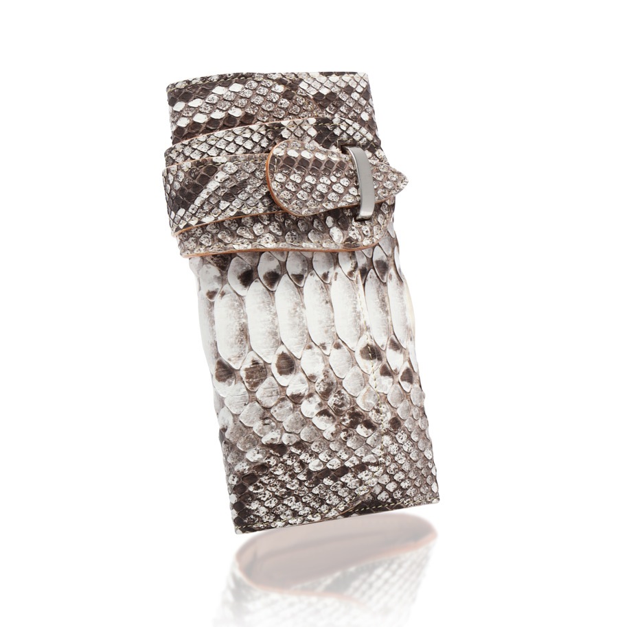 高級 バイカーズウォレット ダイヤモンドパイソン 本革 蛇革 長財布 ハンドメイド ロングウォレット