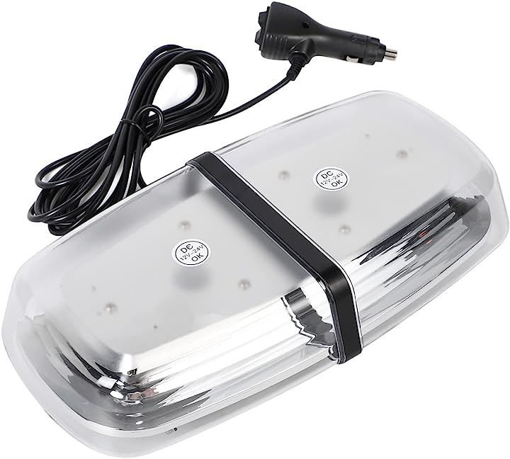 警告灯 12V/24V LED 回転灯 アンバー発光 反射ミラーボディ 多重発光視覚 マグネット 72LED SMD5730 8パターン フラッシュライト パトランプ( クリアレンズ)