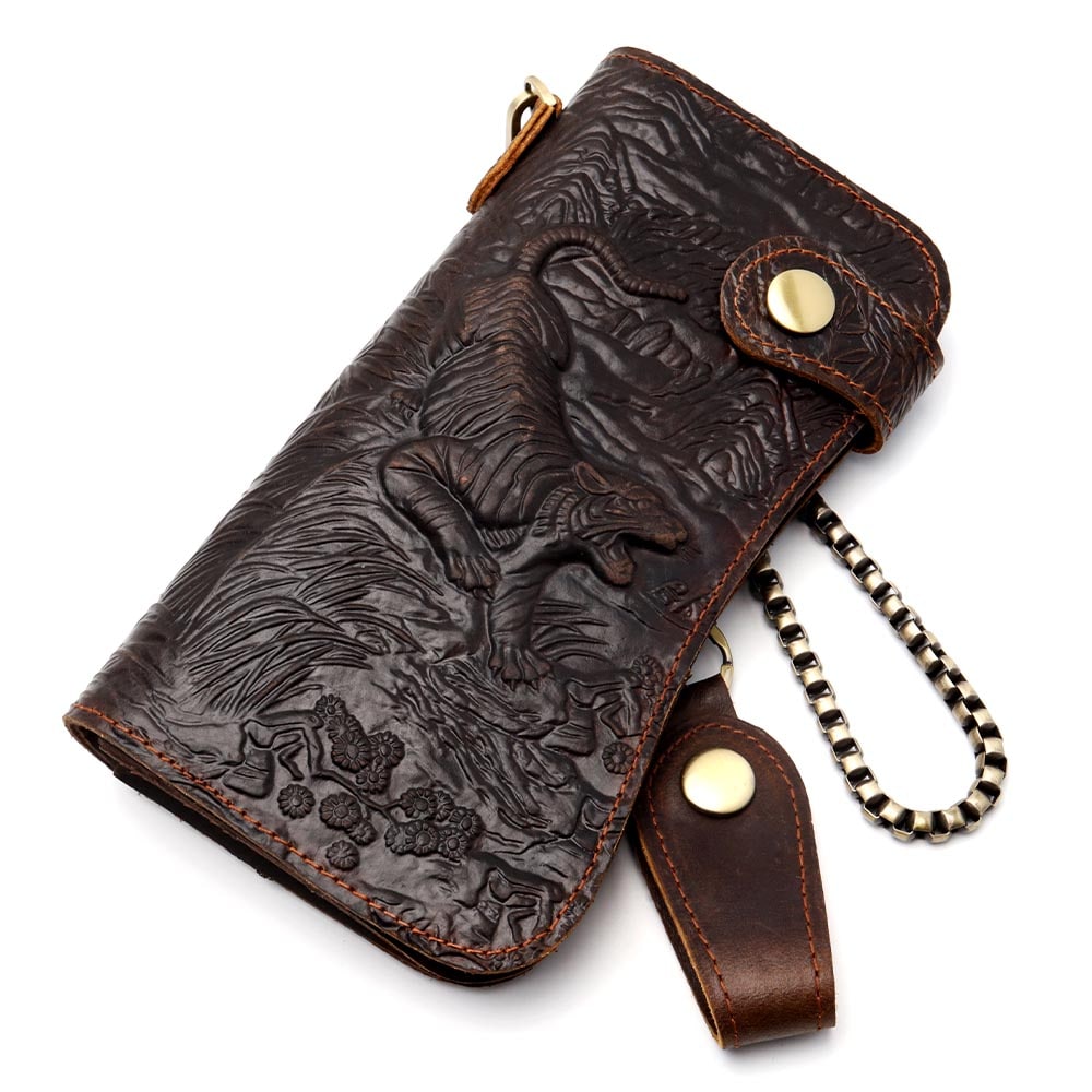 本革 虎の浮彫りサイフ コードバン [l030]