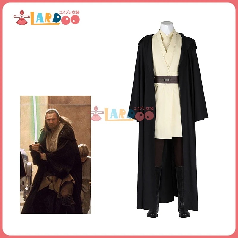 スター・ウォーズ エピソード1ファントム・メナス QuiGon Jinnクワイ-ガン ジン 素材改良ベル改良 コスチューム コスプレ衣装靴351