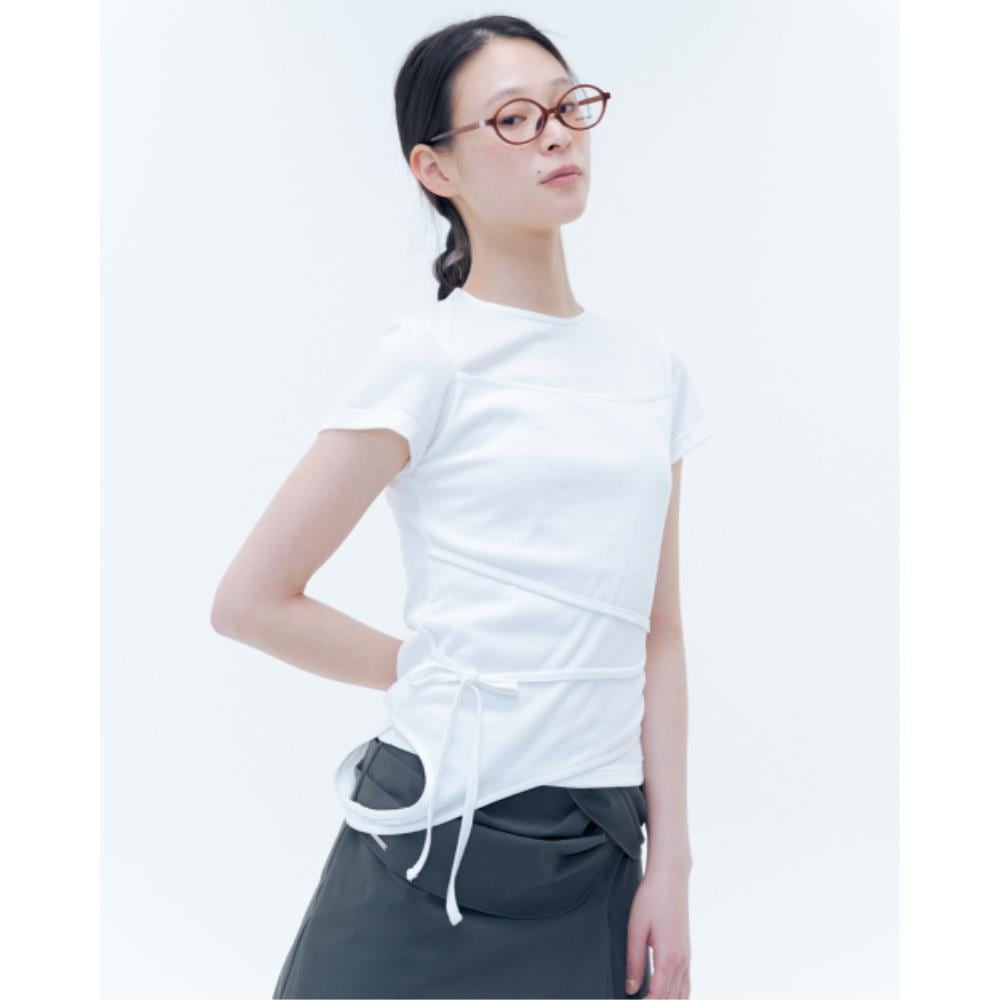 MISEKI SEOUL String layered knit top WHITE MSK252TS04WH