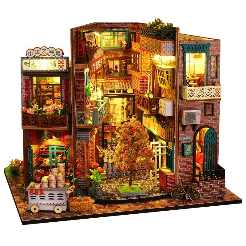 年代感のある手作りパッチワークDIYおもちゃ小屋