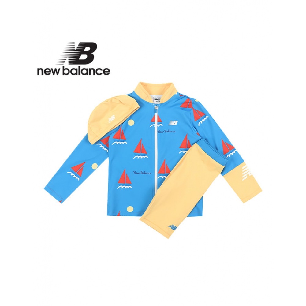 ニューバランス キッズ 5分 ラッシュガード ジップセット(NK9RE2111U-50)_ブルー