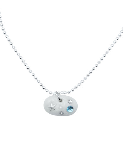 NFF blue stone silver necklace white ブルーストーンネックレス ホワイト 韓国アクセサリー 正規品