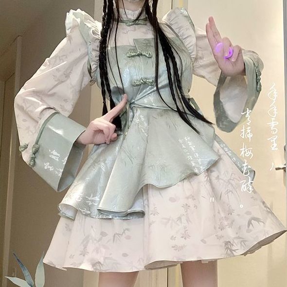 新品ロリータドレス オリジナルデザイン新中国式改良チャイナドレス少女漢服正規ワン