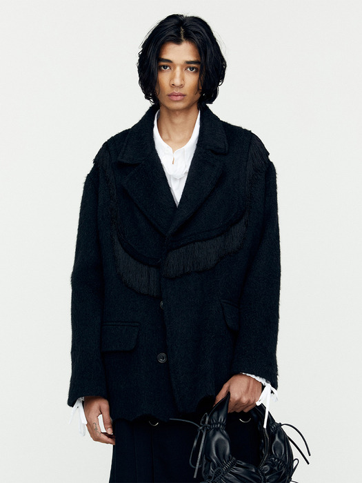 ADSB ANDERSSON BELL for MEN ZIBELINE SHAGGY WOOL COAT awa576m(BLACK) 限定版 韓国の人気ファッショ