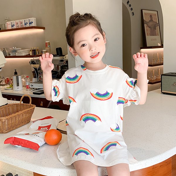 子供服 ワンピース キッズ 女の子 春夏 半袖ワンピース ベビー 韓国子ども服 Tシャツ 人気 ロング丈