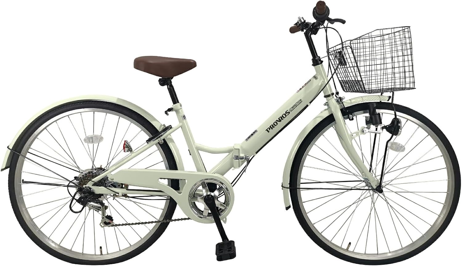 シティサイクル 折りたたみ自転車 26インチ シマノ製 6段変速ギア ママチャリ カゴ 鍵 LEDライト付き 本体 持ち運び【メーカー保証1年】P-266