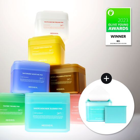 韓国[37冠王/100+100枚]メディヒルパッドダブル企画7種選抜 ティーツリー100枚+100プレゼント