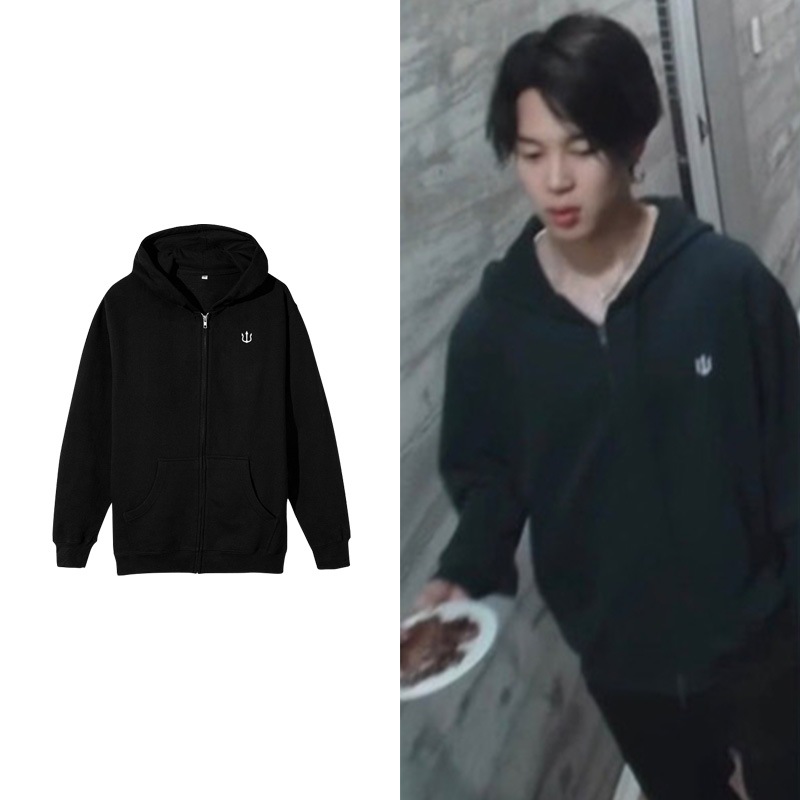 ジミン パク ジミン ストリート スタイル 服 スウェットシャツ プラス ベルベットの薄いジッパー パーカー 男女兼用