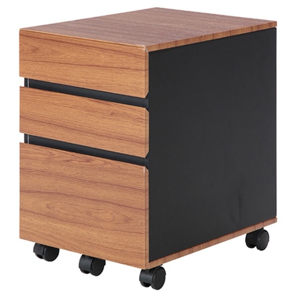 サイドチェスト 袖机 約幅40cm 3段 スライドレール キャスター付き インキャビネット SMART リビング 在宅ワーク 子供部屋