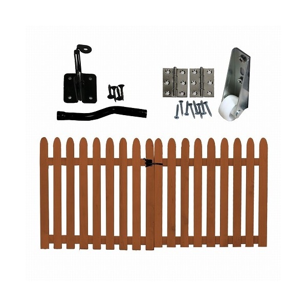 住まいスタイル WF-HG-LBR 折り畳めるウッドフェンス142×71 ゲートセット(縦ストライプ) ライトブラウン メーカー直送