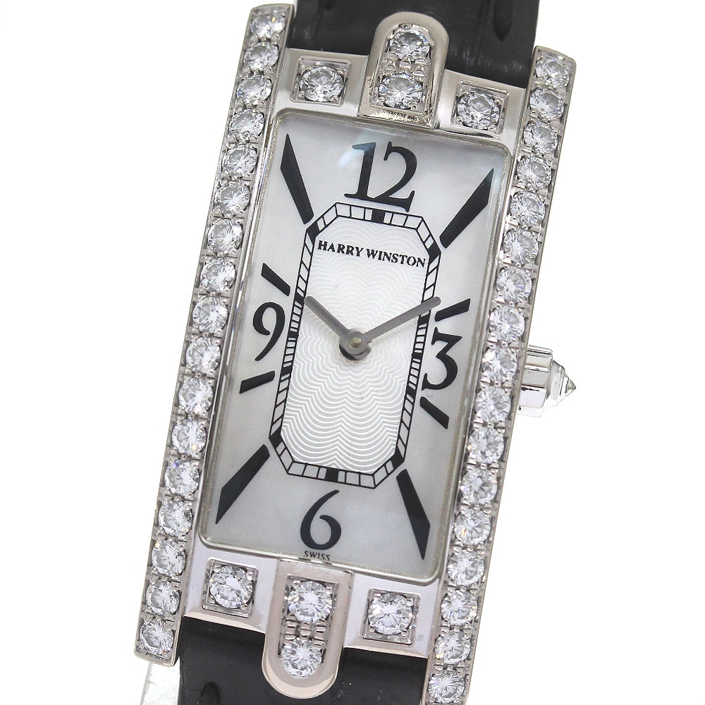 ハリーウィンストン HARRY WINSTON 330LQW アヴェニュー K18WG ダイヤベゼル クォーツ レディース 内箱付き_824722【中古】