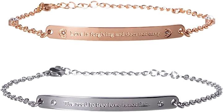 ペアブレスレット カップル ステンレス メンズ レディース( シルバー/ピンクゴールド) 8,074円