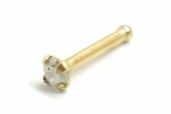 14金 イエローゴールド ダイヤモンド 鼻ピアス 18G PK2 サイズ 3.0mm ボディピアス ノストリル 18ゲージ 本物 高級 男性 女性 プレゼント 大人 誕生日 y14pk2-nst-30