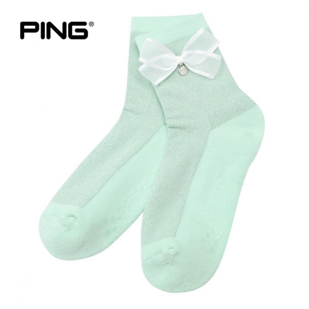 [ping] 女性用リボン装飾ミドル丈ソックス
