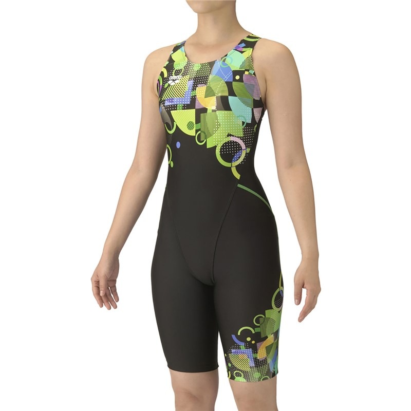 フイツトネスワンピーススパツツ 水泳水着W フィット (as5fwf12l-bkgr)