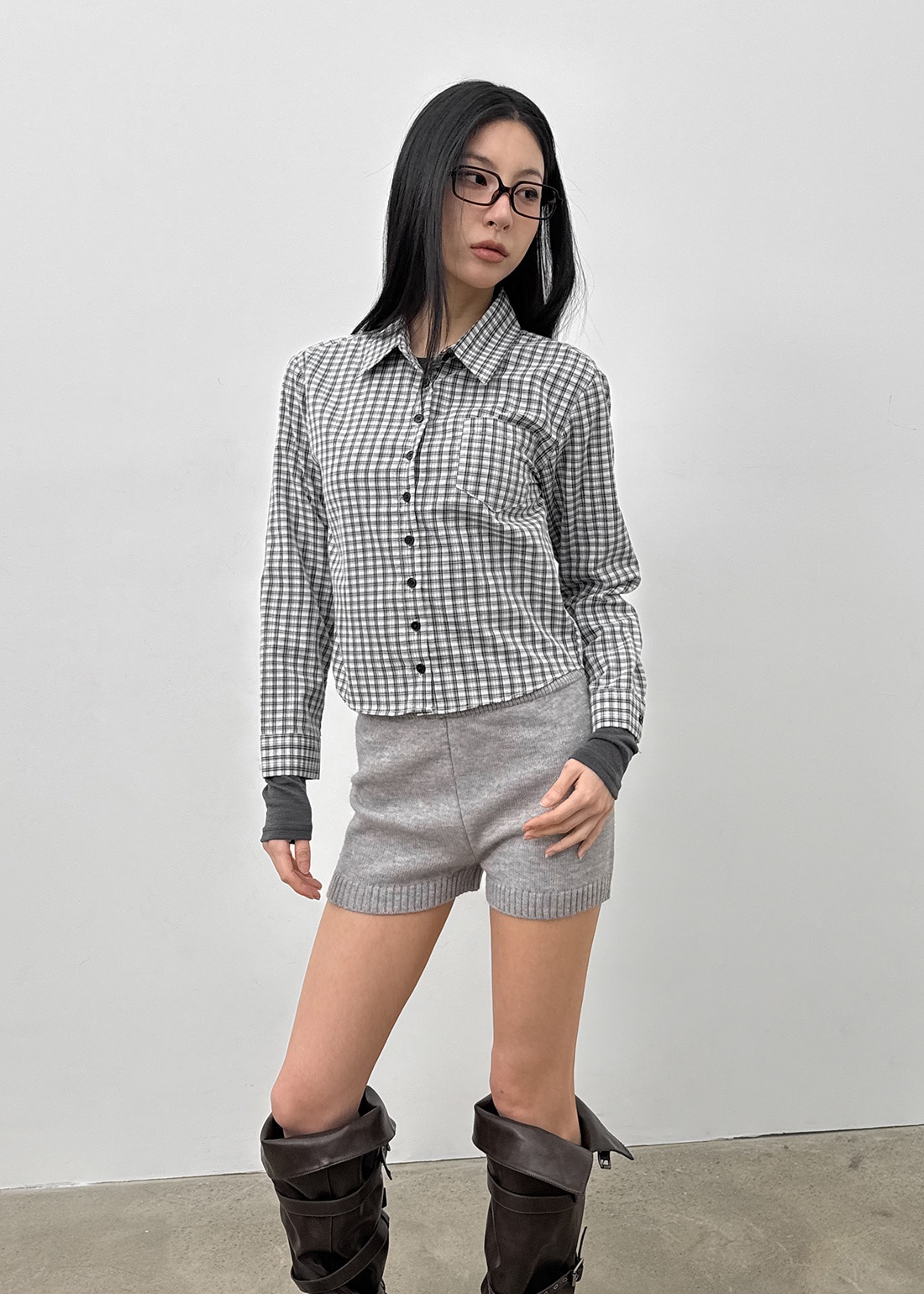 ノバンギンガムチェックスリムシャツ 4,714円