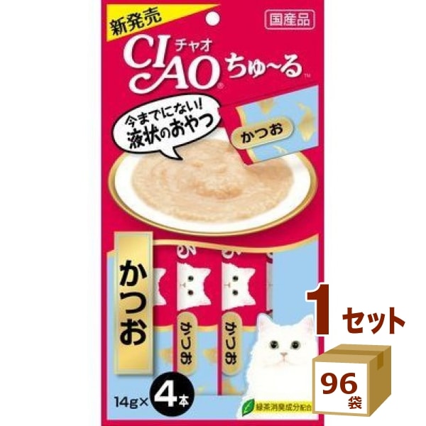 いなば チャオちゅーる かつお (14g× 4本) 56g× 96袋 食品 【計384本】　ペット