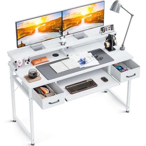 色：ホワイト サイズ：120*50*76cm ODK パソコンデスク キーボードスライダー付き 幅1