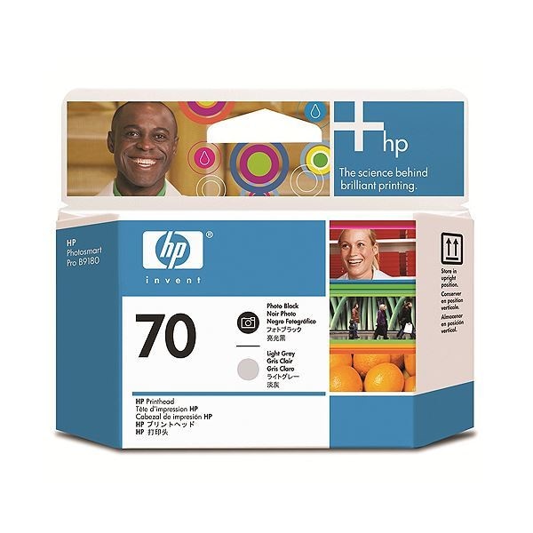 （まとめ）HP70 プリントヘッド フォトブラック／ライトグレー C9407A 1個 [x3セット]